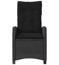 Gartensessel Verstellbar mit Kissen Schwarz Poly Rattan