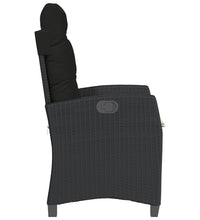 Gartensessel Verstellbar mit Kissen Schwarz Poly Rattan