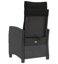 Gartensessel Verstellbar mit Kissen Schwarz Poly Rattan