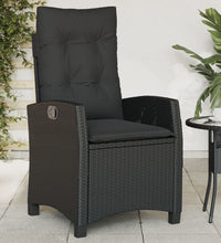 Gartensessel Verstellbar mit Kissen Schwarz Poly Rattan
