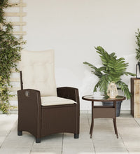 Gartensessel Verstellbar mit Kissen Braun Poly Rattan