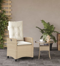 Gartensessel mit Kissen Verstellbar Beige Poly Rattan