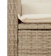 Gartensessel mit Kissen Verstellbar Beige Poly Rattan