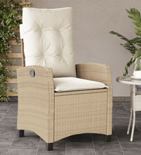 Gartensessel mit Kissen Verstellbar Beige Poly Rattan