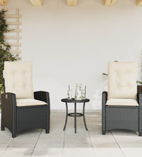 Gartensessel mit Kissen 2 Stk. Verstellbar Schwarz Poly Rattan