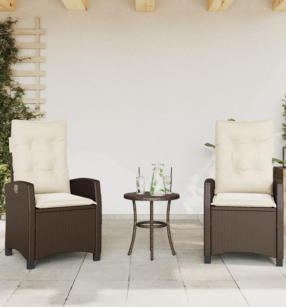 Gartensessel mit Kissen 2 Stk. Verstellbar Braun Poly Rattan