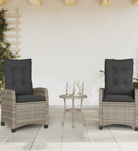 Gartensessel mit Kissen 2 Stk. Verstellbar Grau Poly Rattan