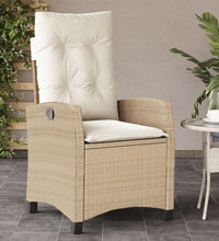 Gartensessel mit Kissen 2 Stk. Verstellbar Beige Poly Rattan