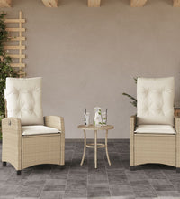 Gartensessel mit Kissen 2 Stk. Verstellbar Beige Poly Rattan