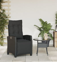 Gartensessel mit Fußteil Verstellbar Schwarz Poly Rattan