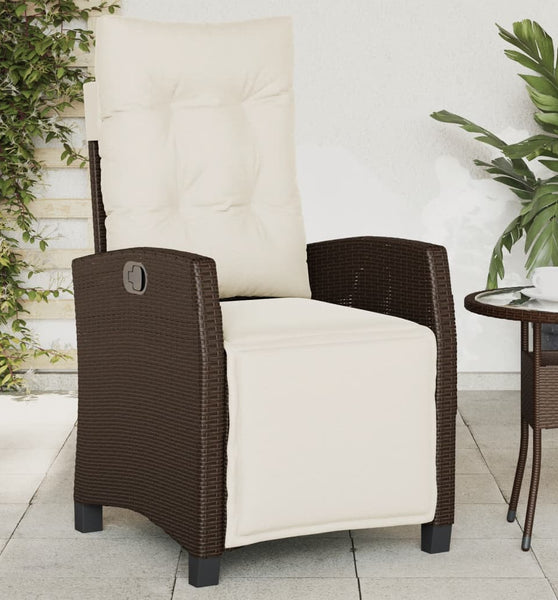 Gartensessel mit Fußteil Verstellbar Braun Poly Rattan