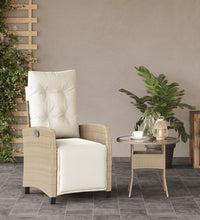 Gartensessel mit Fußteil Verstellbar Beige Poly Rattan