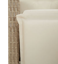 Gartensessel mit Fußteil Verstellbar Beige Poly Rattan