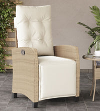 Gartensessel mit Fußteil Verstellbar Beige Poly Rattan