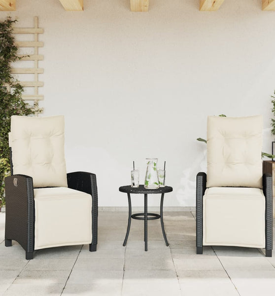 Gartensessel mit Fußteil 2 Stk. Verstellbar Schwarz Poly Rattan