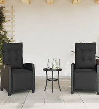 Gartensessel mit Fußteil 2 Stk. Verstellbar Schwarz Poly Rattan