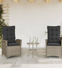 Gartensessel mit Kissen 2 Stk. Verstellbar Grau Poly Rattan