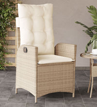 Gartensessel mit Kissen 2 Stk. Verstellbar Beige Poly Rattan