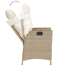 Gartensessel mit Kissen 2 Stk. Verstellbar Beige Poly Rattan