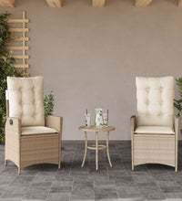 Gartensessel mit Kissen 2 Stk. Verstellbar Beige Poly Rattan