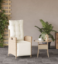 Gartensessel mit Fußteil Verstellbar Beige Poly Rattan