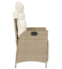 Gartensessel mit Fußteil Verstellbar Beige Poly Rattan