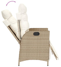 Gartensessel mit Fußteil Verstellbar Beige Poly Rattan