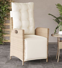 Gartensessel mit Fußteil Verstellbar Beige Poly Rattan