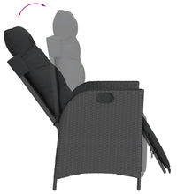 Gartensessel mit Fußteil 2 Stk. Verstellbar Schwarz Poly Rattan