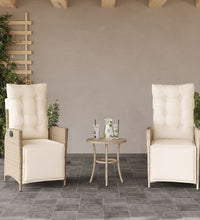 Gartensessel mit Fußteil 2 Stk. Verstellbar Beige Poly Rattan