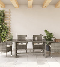 Gartentisch mit Glasplatte Grau 190x80x74 cm Poly Rattan