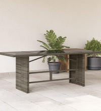 Gartentisch mit Glasplatte Grau 190x80x74 cm Poly Rattan