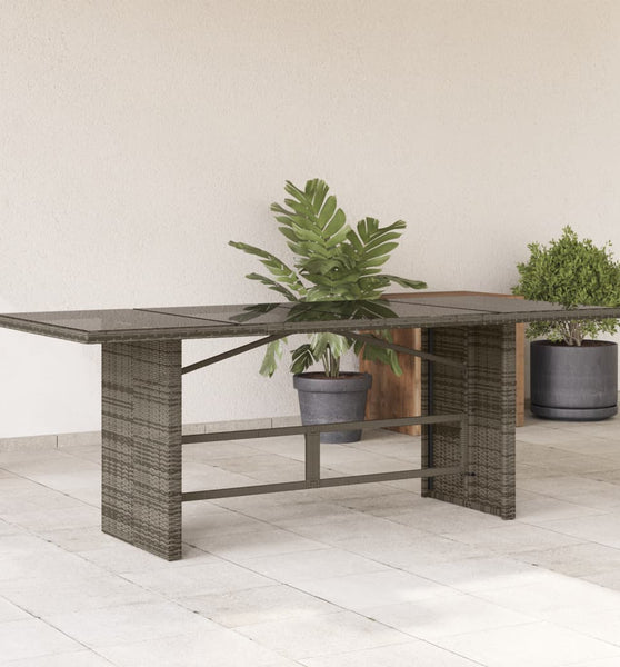 Gartentisch mit Glasplatte Grau 190x80x74 cm Poly Rattan