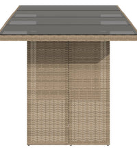 Gartentisch mit Glasplatte Beige 190x80x74 cm Poly Rattan