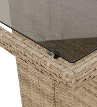 Gartentisch mit Glasplatte Beige 190x80x74 cm Poly Rattan