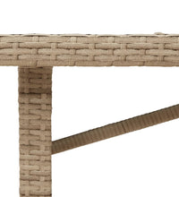 Gartentisch mit Glasplatte Beige 190x80x74 cm Poly Rattan