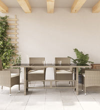 Gartentisch mit Glasplatte Hellgrau 190x80x74 cm Poly Rattan