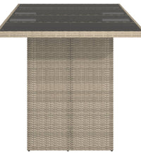 Gartentisch mit Glasplatte Hellgrau 190x80x74 cm Poly Rattan