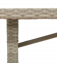 Gartentisch mit Glasplatte Hellgrau 190x80x74 cm Poly Rattan