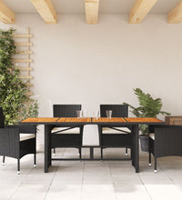 Gartentisch mit Akazienholz-Platte 190x80x74 cm Poly Rattan