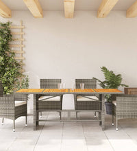 Gartentisch mit Akazienholz-Platte Grau 190x80x74cm Poly Rattan