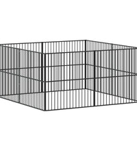 Hundelaufstall 8-tlg. Schwarz Verzinkter Stahl