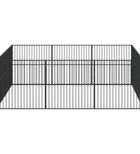 Hundelaufstall 12-tlg. Schwarz Verzinkter Stahl