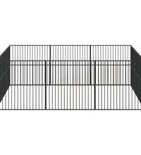 Hundelaufstall 12-tlg. Schwarz Verzinkter Stahl