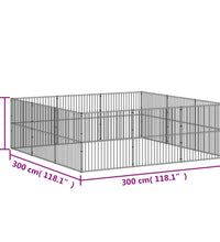 Hundelaufstall 12-tlg. Schwarz Verzinkter Stahl