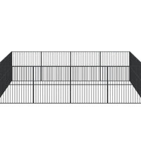 Hundelaufstall 16-tlg. Schwarz Verzinkter Stahl