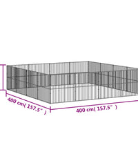 Hundelaufstall 16-tlg. Schwarz Verzinkter Stahl