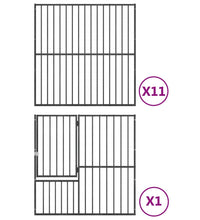 Hundelaufstall 12-tlg. Schwarz Verzinkter Stahl