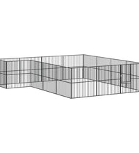 Hundelaufstall 16-tlg. Schwarz Verzinkter Stahl
