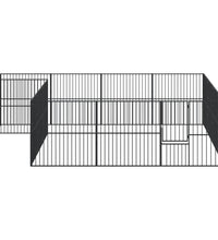 Hundelaufstall 16-tlg. Schwarz Verzinkter Stahl